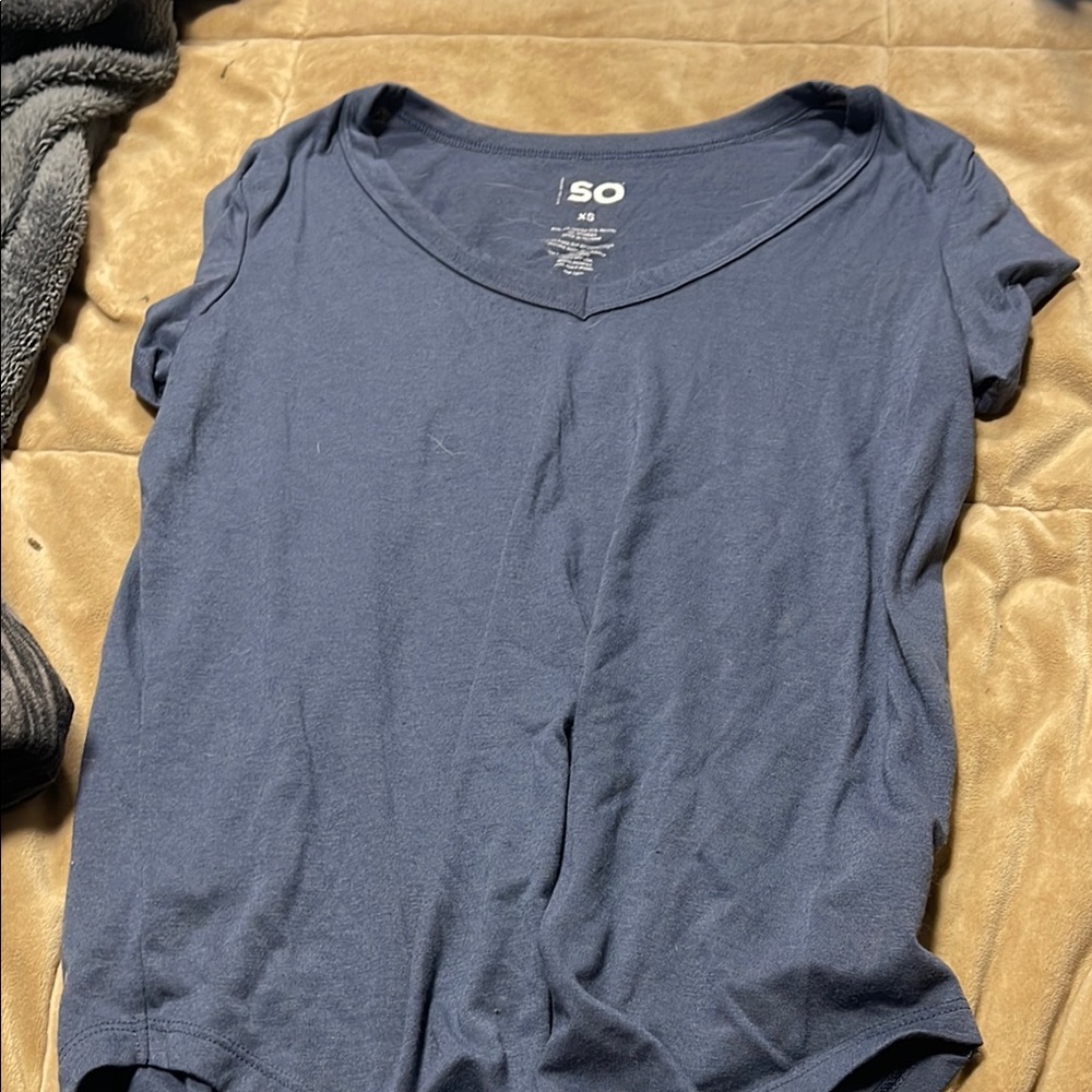 SO Women's Navy Blue V-Neck Top